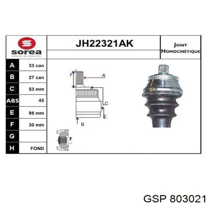 Comprar 6392 Cevam Junta homocinetica