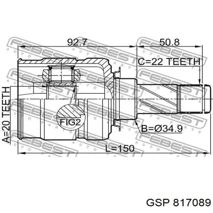 817089 GSP junta homocinética exterior delantera