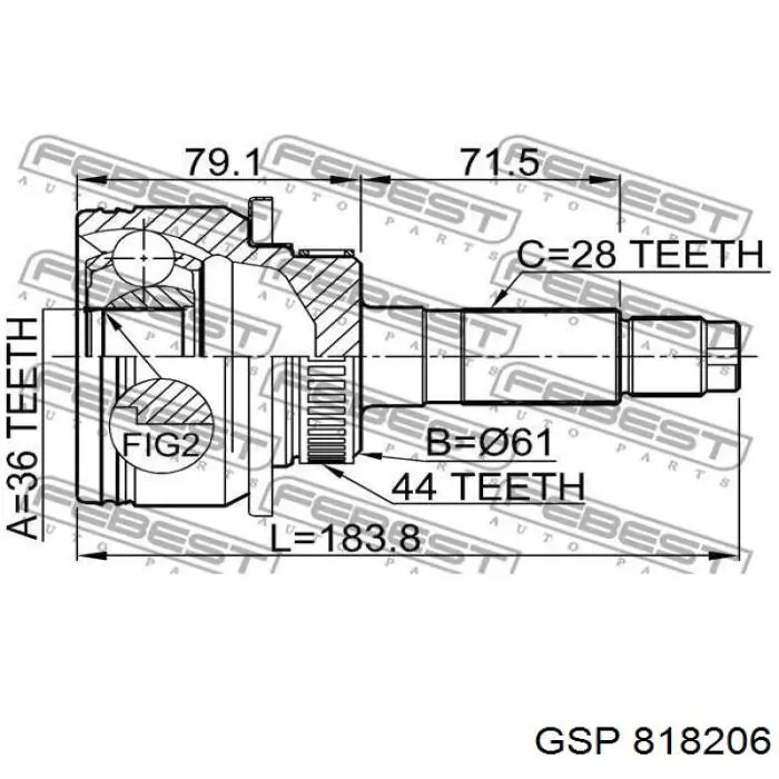 Junta homocinética exterior delantera GSP 818206 precio, desde 35,12 EUR