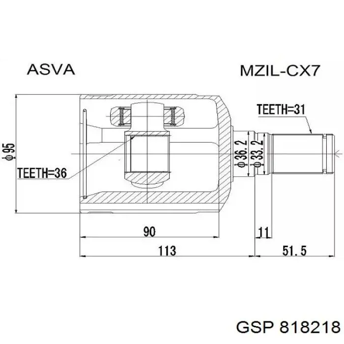 818218 GSP junta homocinética exterior delantera