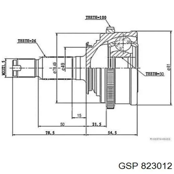 823012 GSP junta homocinética exterior delantera