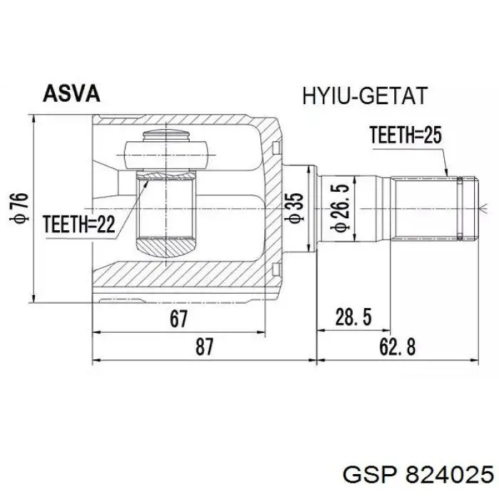 Junta homocinética exterior delantera GSP 824025 precio, desde 51,38 EUR