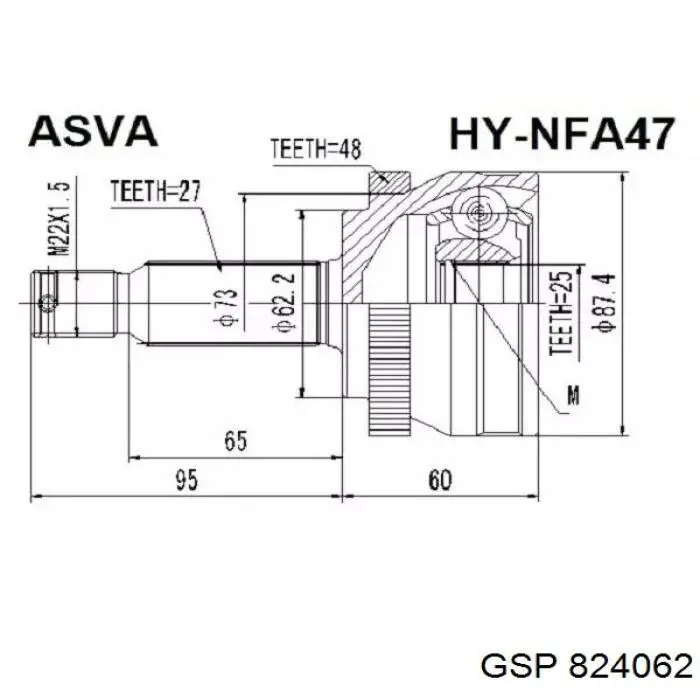 Junta homocinética exterior delantera GSP 824062 precio, desde 44,89 EUR