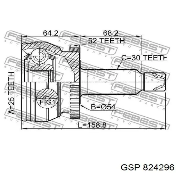 824296 GSP junta homocinética exterior delantera