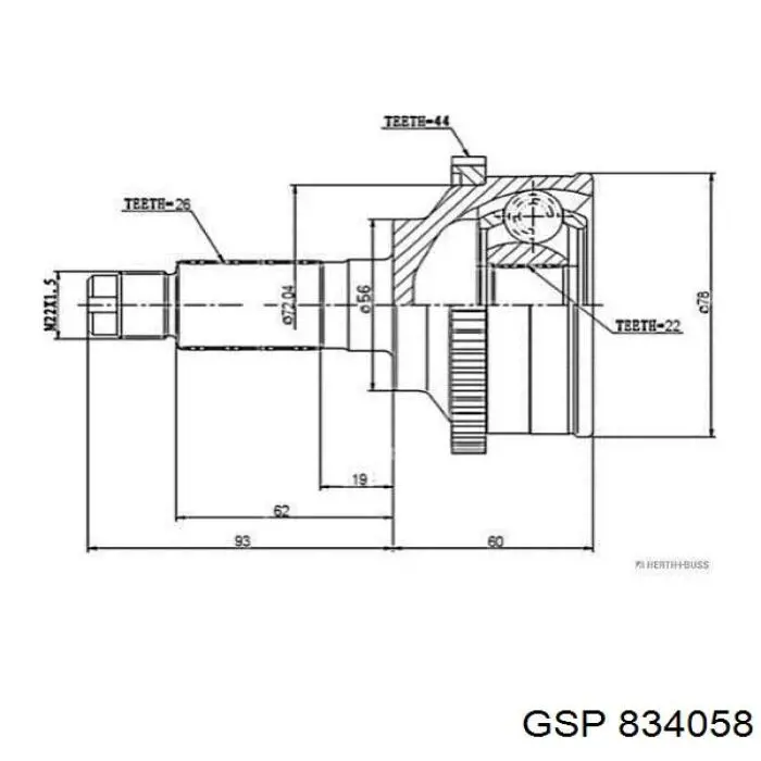 P409K Holzer junta homocinética exterior delantera