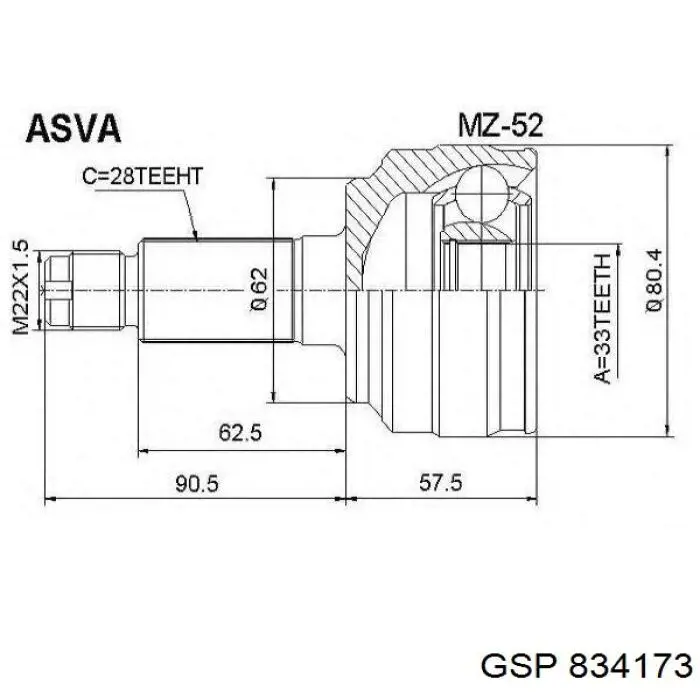 Comprar 834173 GSP Junta homocinetica