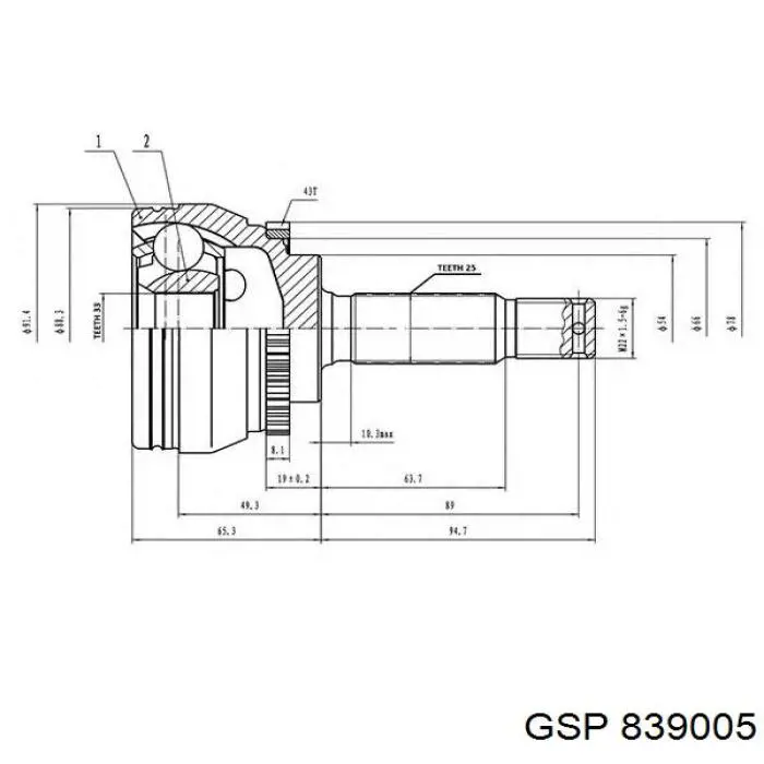 Junta homocinetica 839005 GSP