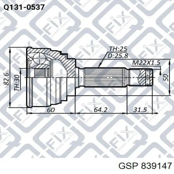 839147 GSP junta homocinética exterior delantera