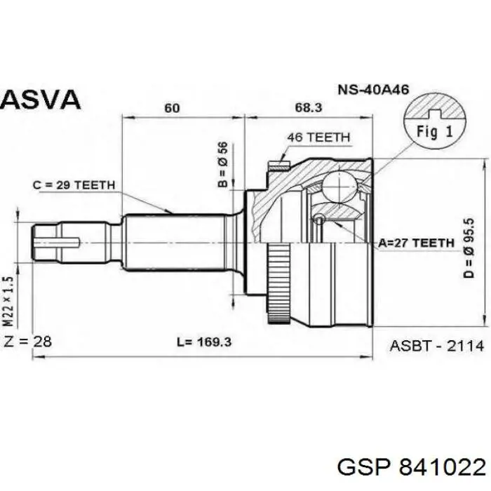 Junta homocinética exterior delantera GSP 841022 precio, desde 27,26 EUR