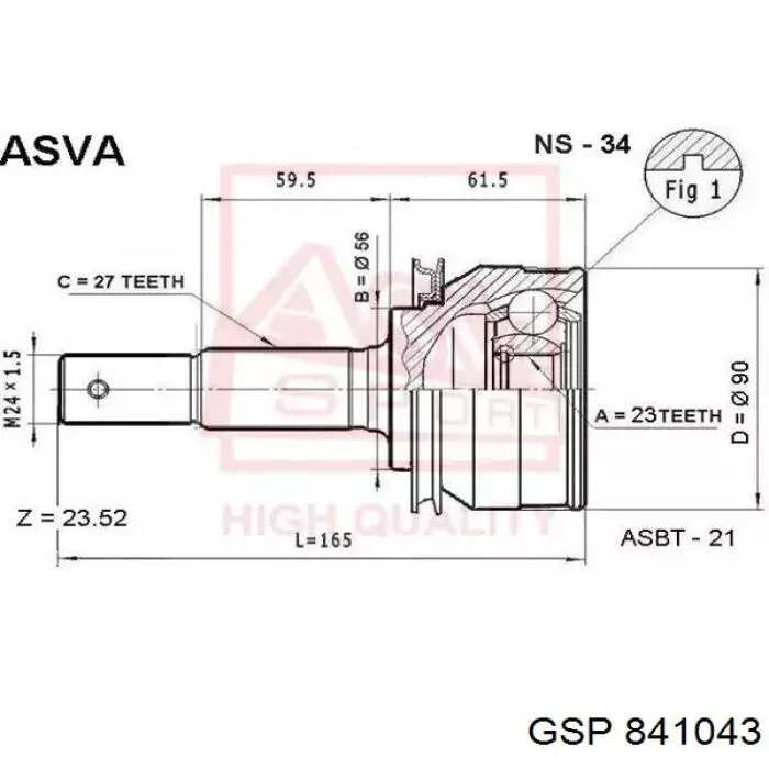 841043 GSP junta homocinética exterior delantera