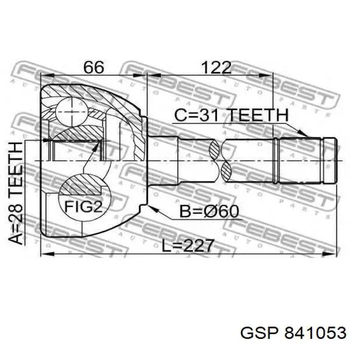 841053 GSP junta homocinética exterior delantera