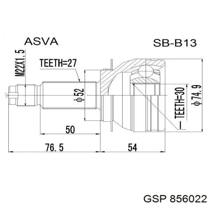 856022 GSP junta homocinética exterior delantera