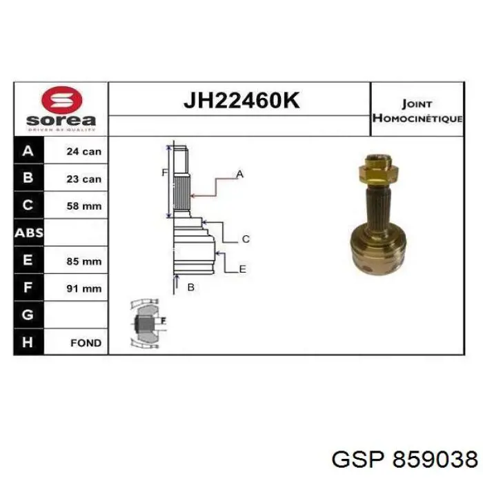 859038 GSP junta homocinética exterior delantera