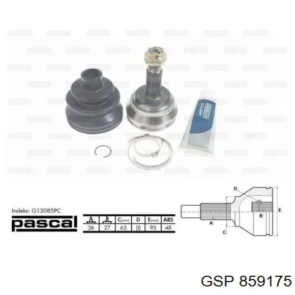 Junta homocinética exterior delantera GSP 859314