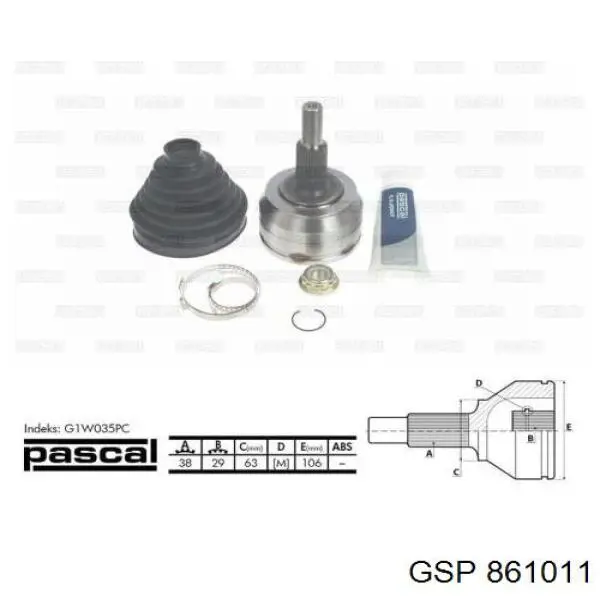 Junta homocinética exterior delantera GSP 861011 precio, desde 32,62 EUR