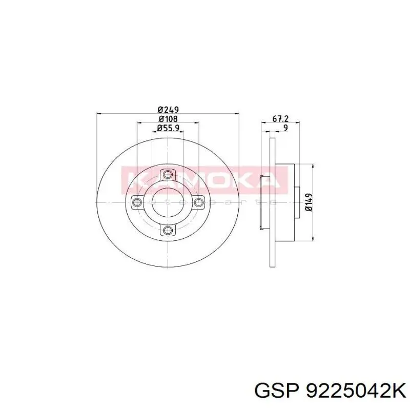 9225042K GSP disco de freno trasero