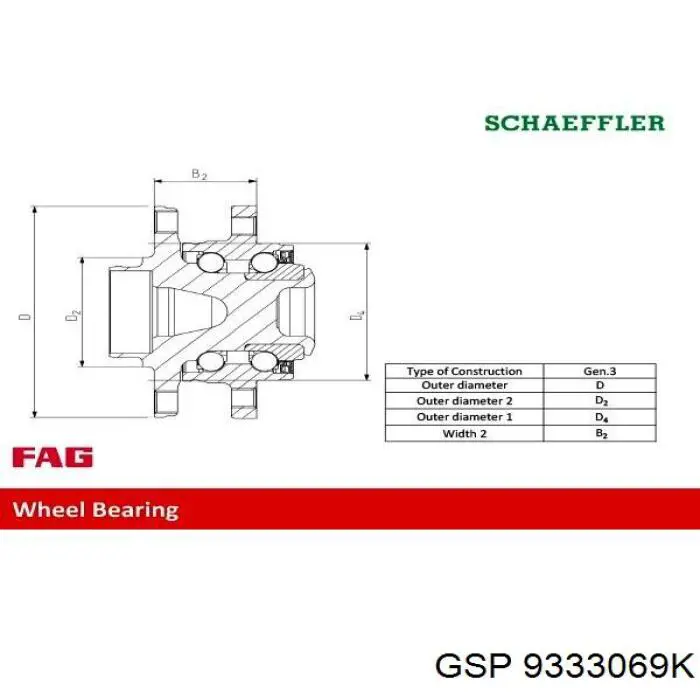 9333069K GSP cubo de rueda delantero