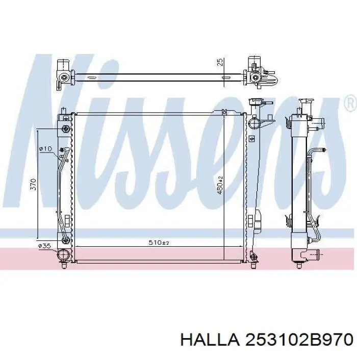 253102B970 Halla radiador refrigeración del motor