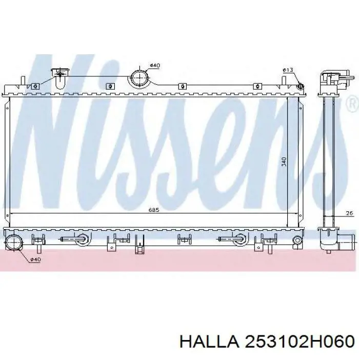 253102H060 Halla radiador refrigeración del motor