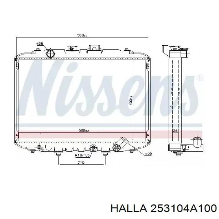 253104A100 Halla radiador refrigeración del motor