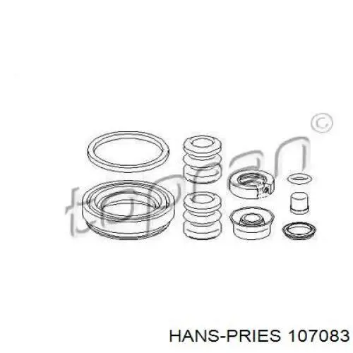 107083 Hans Pries (Topran) juego de reparación, pinza de freno trasero