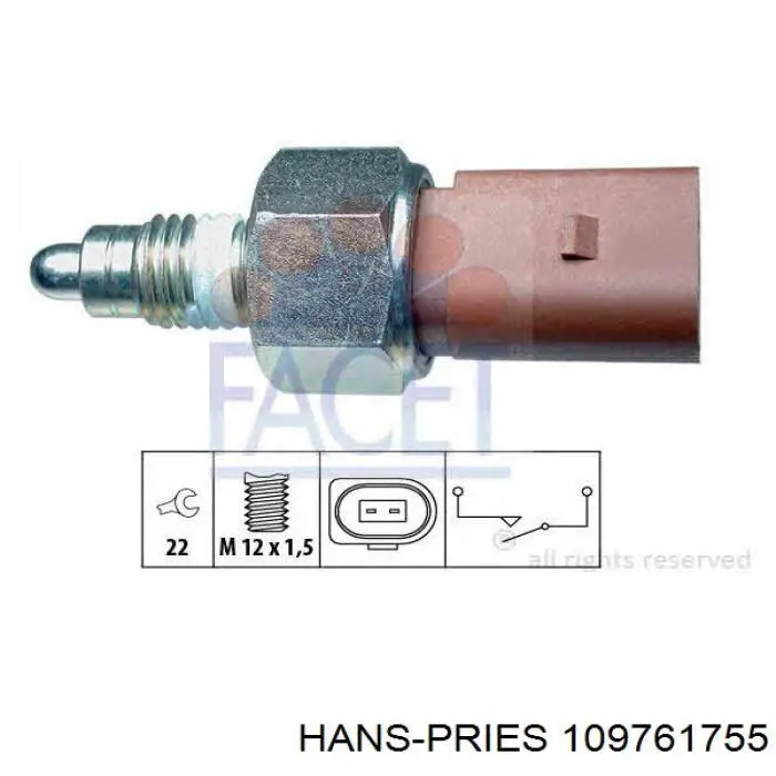 109 761 755 Hans Pries (Topran) interruptor, piloto de marcha atrás