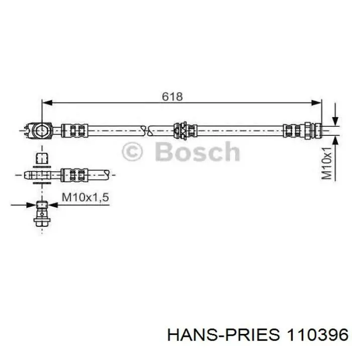 110396 Hans Pries (Topran) tubo flexible de frenos trasero