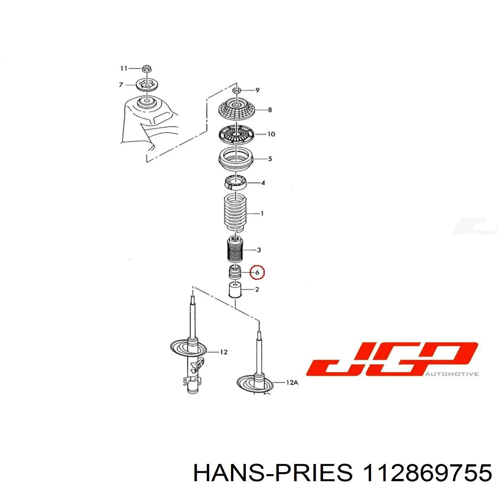 112869755 Hans Pries (Topran) almohadilla de tope, suspensión delantera