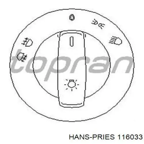 116033 Hans Pries (Topran) botón de encendido, motor eléctrico, elevalunas, trasero