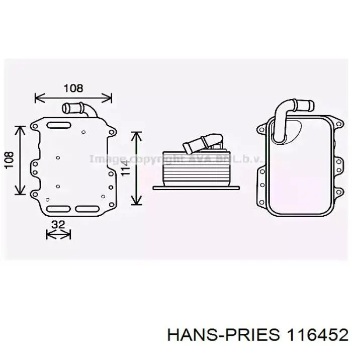 116452 Hans Pries (Topran) junta de radiador de aceite