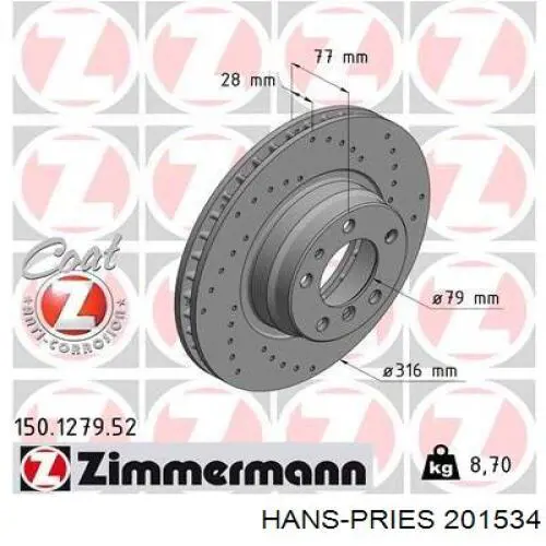 Comprar 201534 Hans Pries (Topran) Engranaje conducido del velocímetro