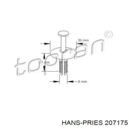 207175 Hans Pries (Topran) clips de fijación de parachoques delantero