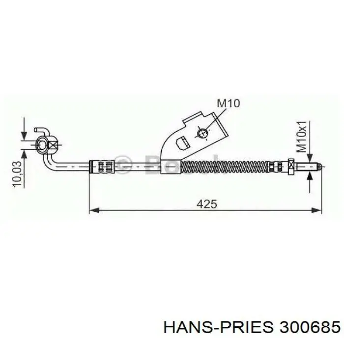 300685 Hans Pries (Topran) tubo flexible de frenos trasero