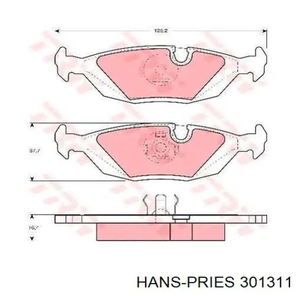 301311 Hans Pries (Topran) zapatas de frenos de tambor traseras