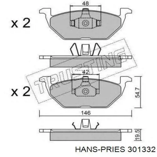 301 332 Hans Pries (Topran) cable de freno de mano trasero derecho/izquierdo