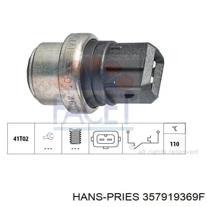 357919369F Hans Pries (Topran) sensor, temperatura del refrigerante (encendido el ventilador del radiador)