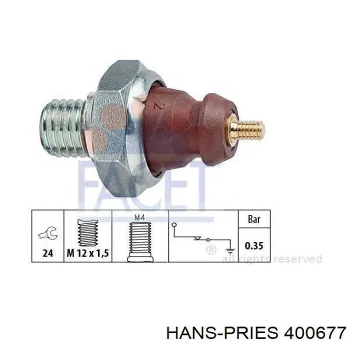 400677 Hans Pries (Topran) indicador, presión del aceite