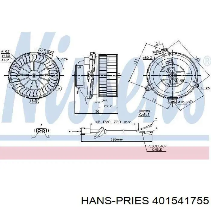 401 541 755 Hans Pries (Topran) motor eléctrico, ventilador habitáculo