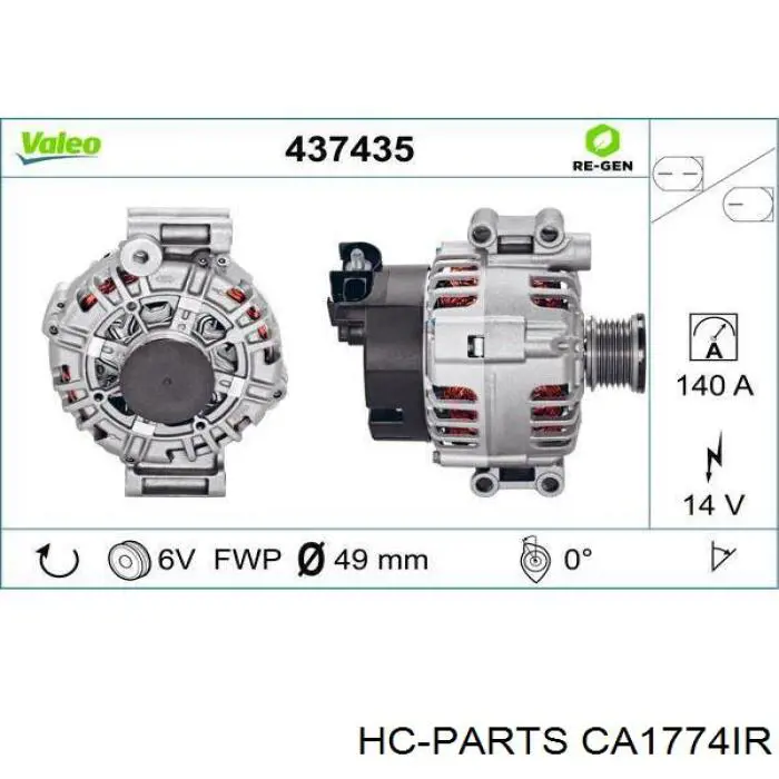 CA1774IR HC Parts alternador