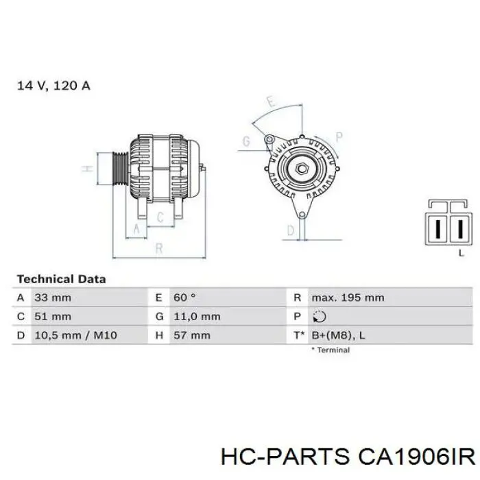 CA1906IR HC Parts alternador