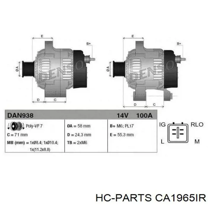 CA1965IR HC Parts alternador