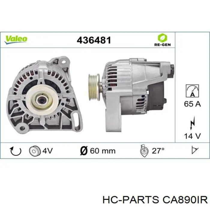 CA890IR HC Parts alternador