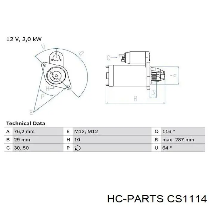 CS1114 HC Parts motor de arranque