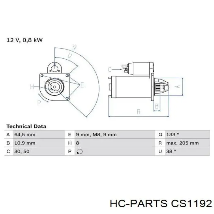 CS1192 HC Parts motor de arranque