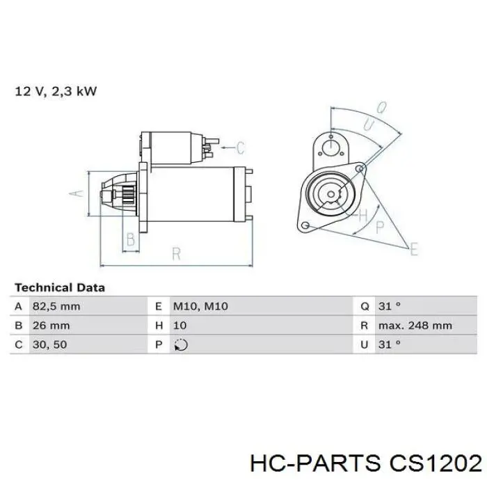 CS1202 HC Parts motor de arranque