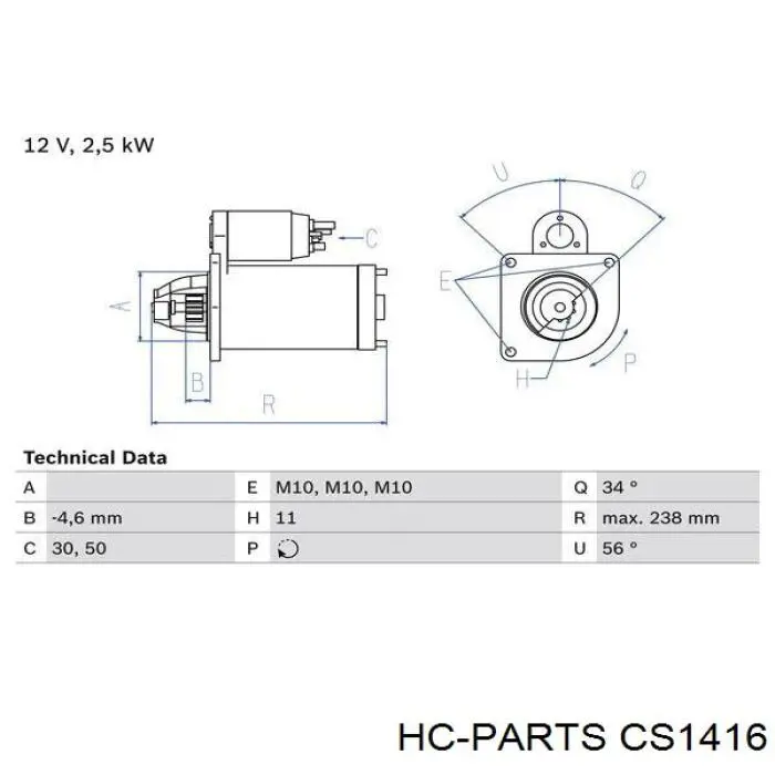 CS1416 HC Parts motor de arranque