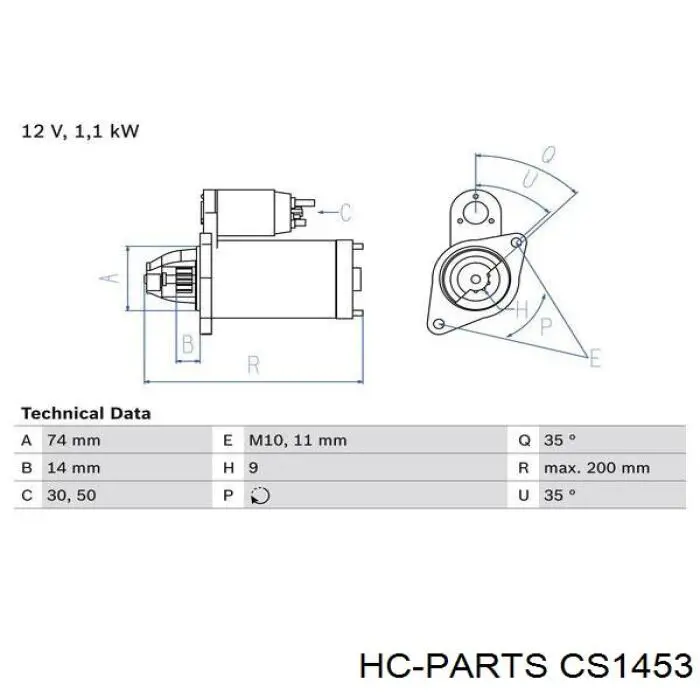 CS1453 HC Parts motor de arranque