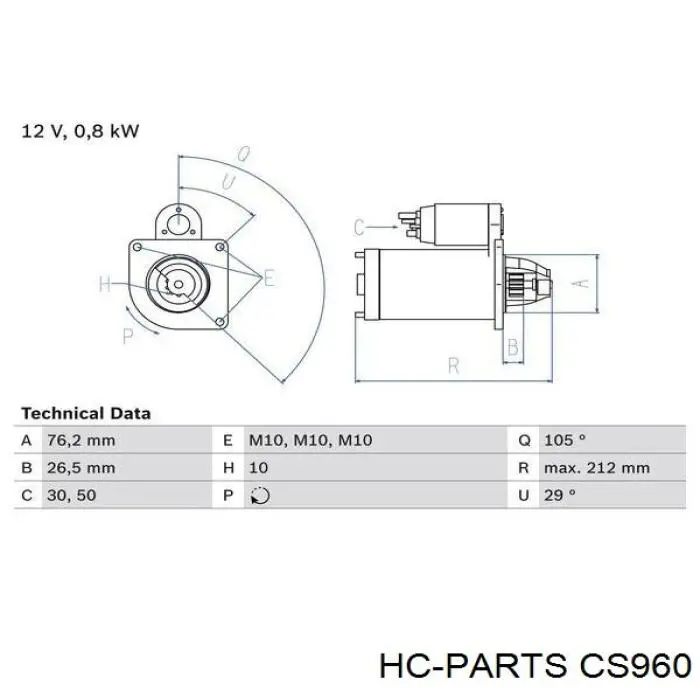 CS960 HC Parts motor de arranque