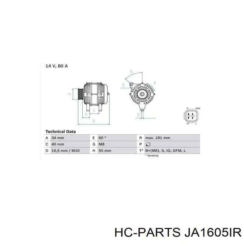 JA1605IR HC Parts alternador