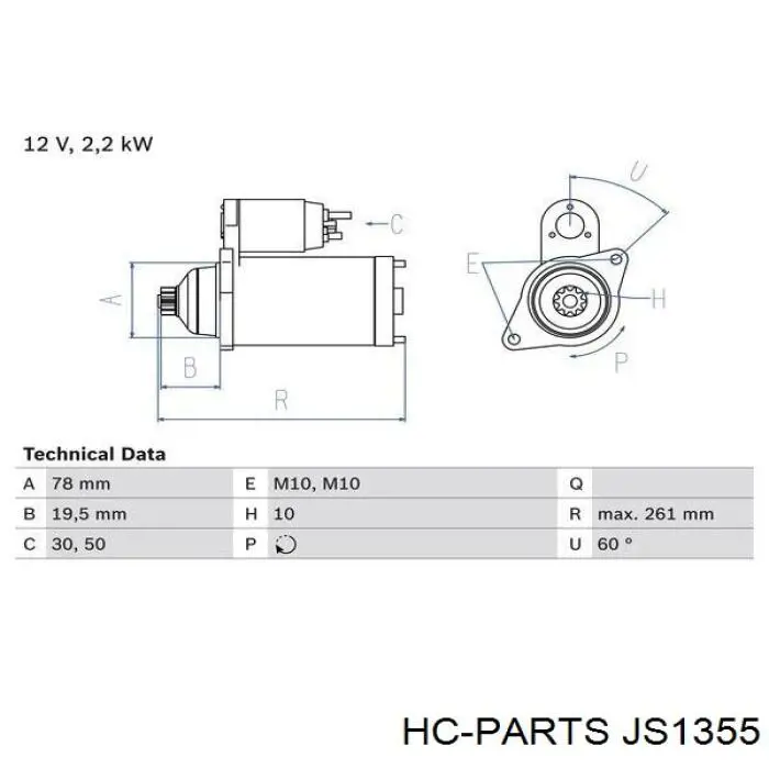 JS1355 HC Parts motor de arranque